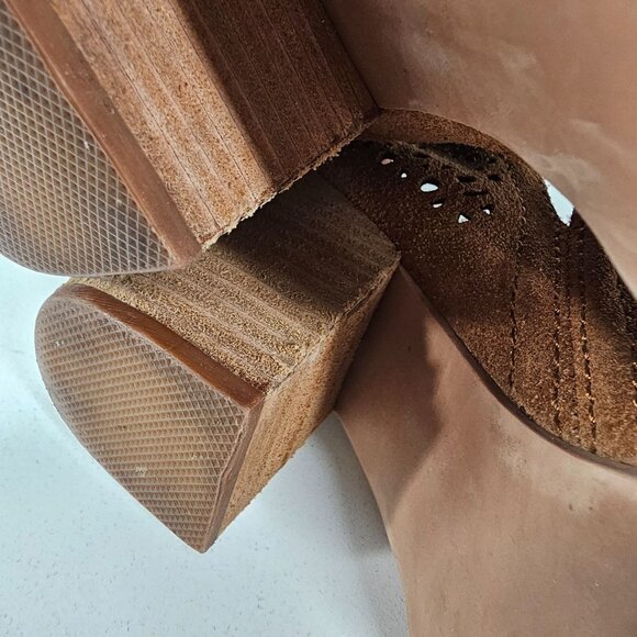 Jeffrey Campbell Rosalee Suede Perforated Ankle Booties Laser Cut Brown Size 8.5 - Picture 8 of 12